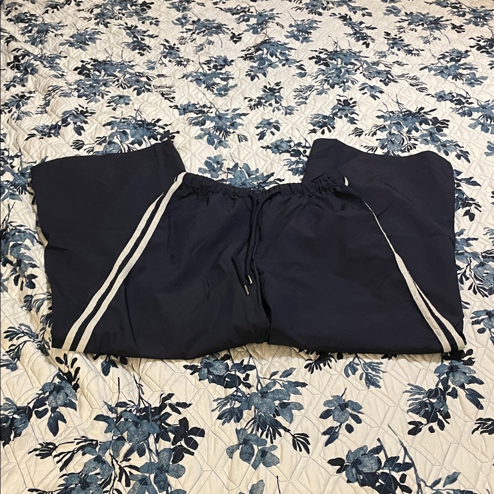 SHEIN Navy Blue Track Pants White Stripes Women’s SZ S Athlesure Casual Y2K R65